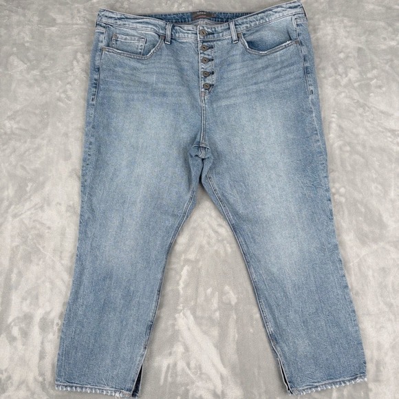 torrid Denim - Torrid High Rise Straight Button Fly Light Wash Jeans Women Cropped 20R (42x26)